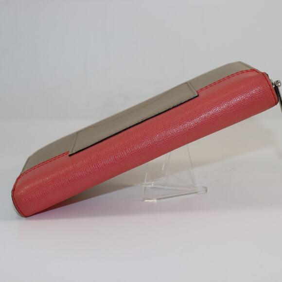 Coach Colorblock Saffiano Leather Zip Wallet Taupe Pink - Picture 5 of 6